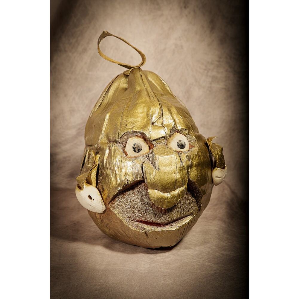 Gold Home Decor Real Vintage Coconut Man Head Oddities Creepy Tiki Ooak Tropical